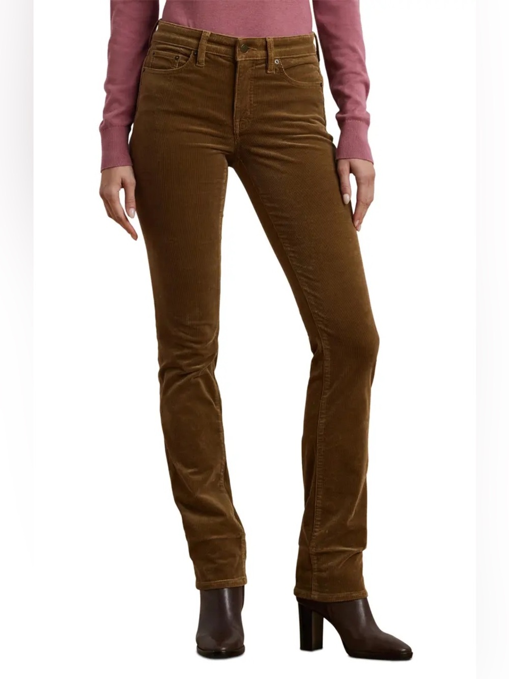 Ralph Lauren Women's Brown Corduroy Straight-Leg Jeans